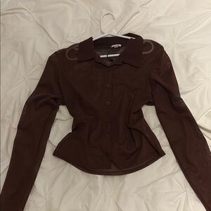 Garage Brown Sheer Women's Top